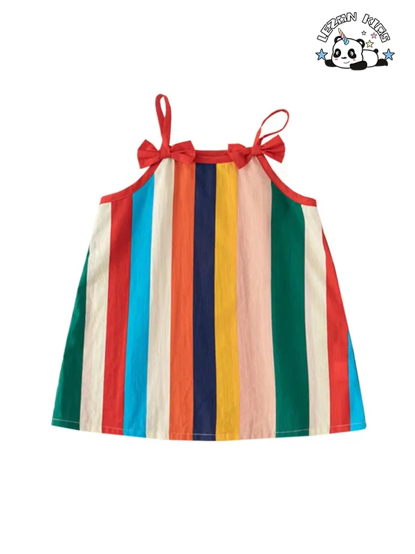 LEZONKIDS - Wholesale New Trends Multi-colors Latest Spaghetti Strap Frocks Girls Party Dresses for Summer